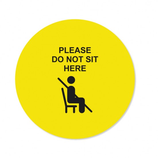 Covid-19 Chair Sticker Please do not sit here Yellow 26cm 3pcs